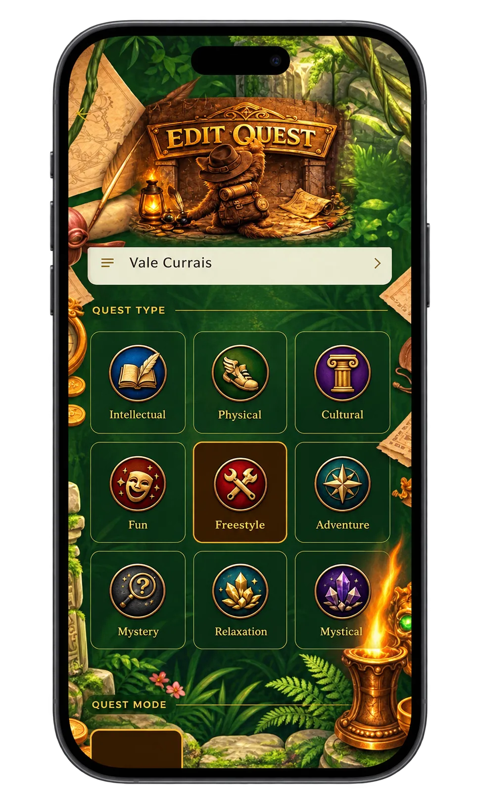 Edit quest screen
